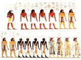 Egyptians, Canaanites, Nubians and Lybians on fresco in tomb of Seit. c. 1300 BC. ´The sons of Ham: Cush (Nubians), Egypt, Put (Lybians), and Canaan..´ (Gen.10:6).