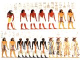 Egyptians, Canaanites, Nubians and Lybians on fresco in tomb of Seit. c. 1300 BC. ´The sons of Ham: Cush (Nubians), Egypt, Put (Lybians), and Canaan..´ (Gen.10:6).